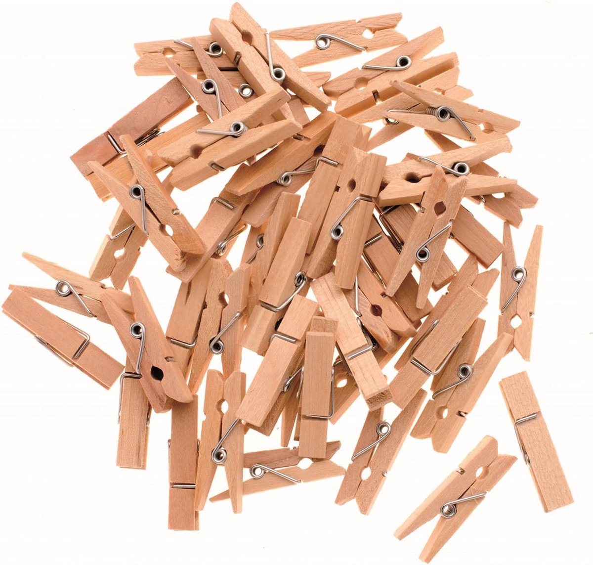 Houten Waslijnenknijpers 35mm - Set van 48 Stuks