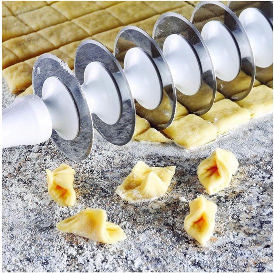 RVS Deegroller met 9 Wielen voor Pasta, Lasagne, Ravioli en Taartdecoratie van RVS — afbeelding 4