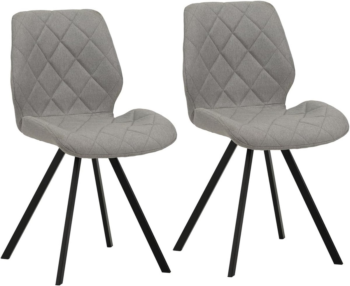 Set van 2 gestoffeerde eetkamerstoelen in lichtgrijs - Comfortabel en stijlvol keukenmeubi