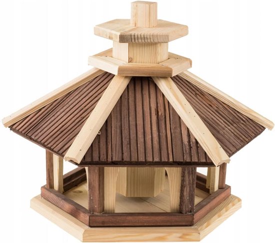 Groot Houten Vogelhuis Met Standaard Voederhuis Nestkast Geschikt groot-houten-vogelhuis-met-standaard-voederhuis-nestkast-geschikt