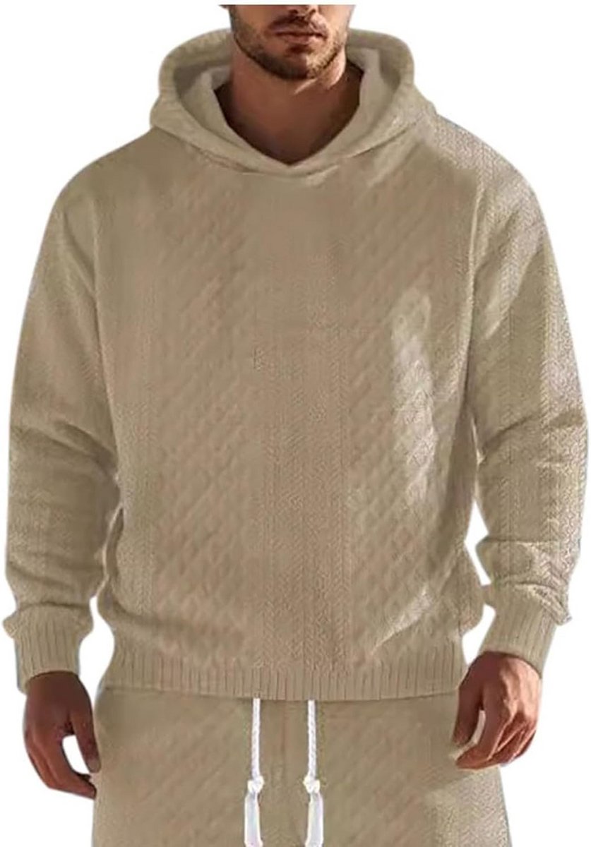 Comfortabele Heren Hoodie Lange Mouw Effen Kleur Casual Trui