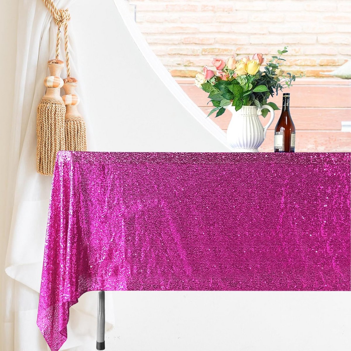 Glitter Pailletten Tafelkleed Rechthoekig voor Feest en Diner - Wegwerpbaar en Elegant