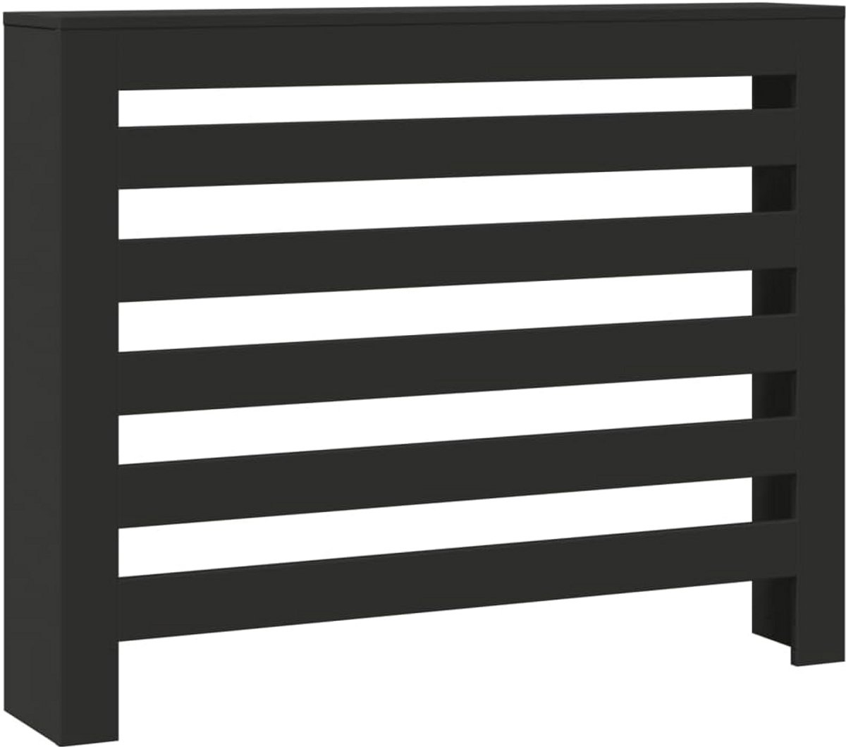 Houten Radiatorombouw met Legplank - Zwart - 104x20x82 cm