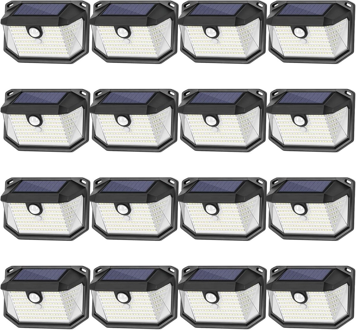 16 Stuks LED Buitenlamp Solar met Bewegingssensor - 178 LM Super Helder & 270° Hoek