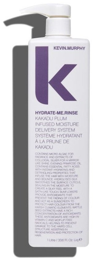 Grand flacon KEVIN.MURPHY violet avec distributeur à pompe blanc, un 'K' en relief et du texte.