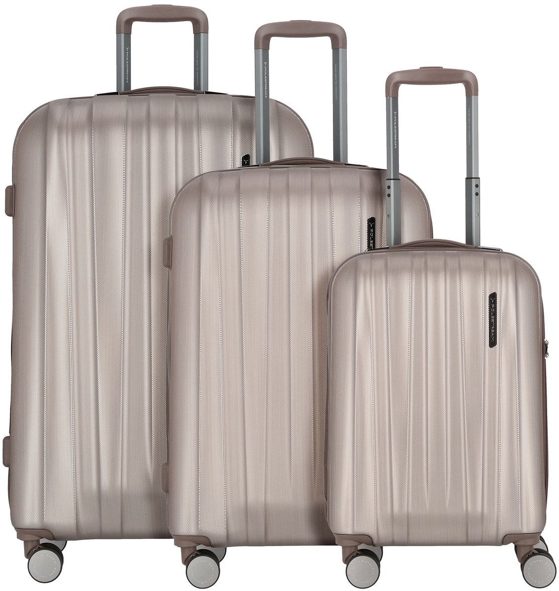 Polestream Moonrock 4 wielen Kofferset 3-delig met uitbreidingsplooi - Harde bagage - TSA slot - rosesilver brushed