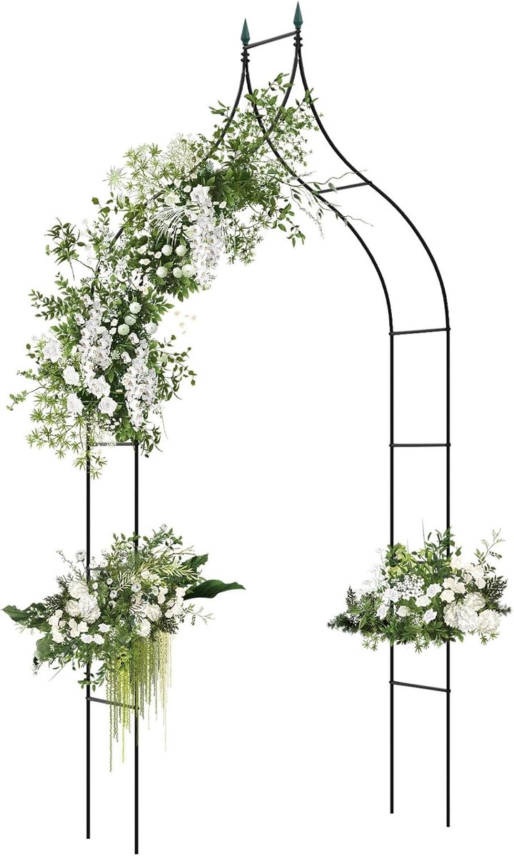KOMFOTTEU Rozenboog - Tuinboog - Bloemenboog - metaal - voor klimplanten - voor tuin en bruiloft - 125 x 39 x 287 cm