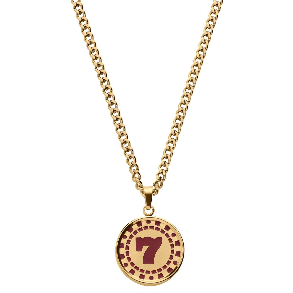 Ace | Goudkleurige Hangerketting met 7 Pokerfiche
