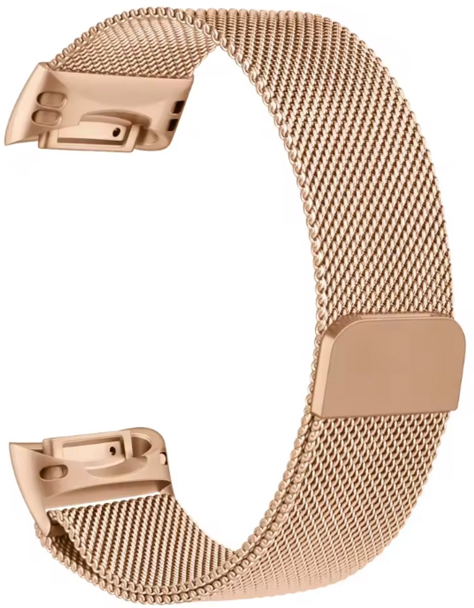 New Age Devi - Bandje geschikt voor Fitbit Inspire 3 - Milanees Bandje Rosegoud Geschikt