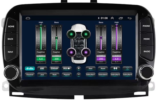 Carplay autoradio voor Fiat 500 | 2016 t/m 2019 | Android 13 | Draadloos Apple Carplay & Android auto | 2GB + 32GB | 8-Core processor | Davilon | 2025 model | 2016 2017 2018 2019 | Bluetooth & Wifi