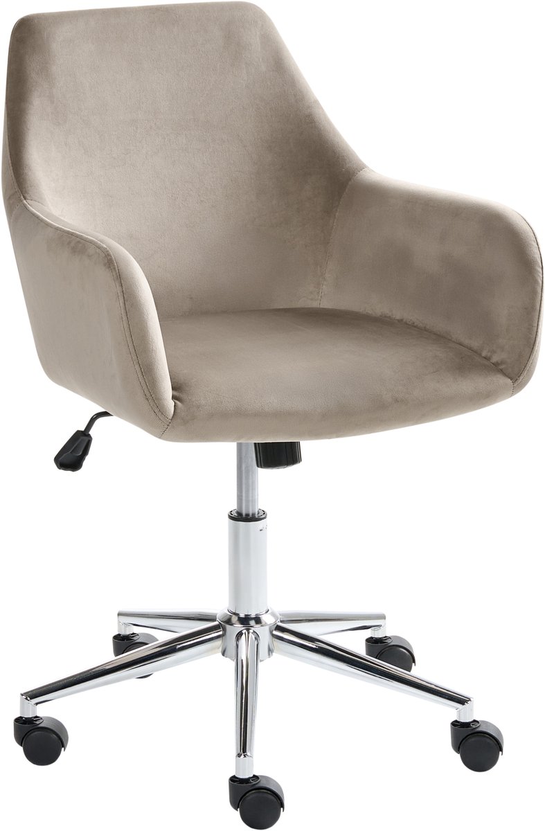 Beliani WELLSTON - Bureaustoel - Taupe - Fluweel Beige