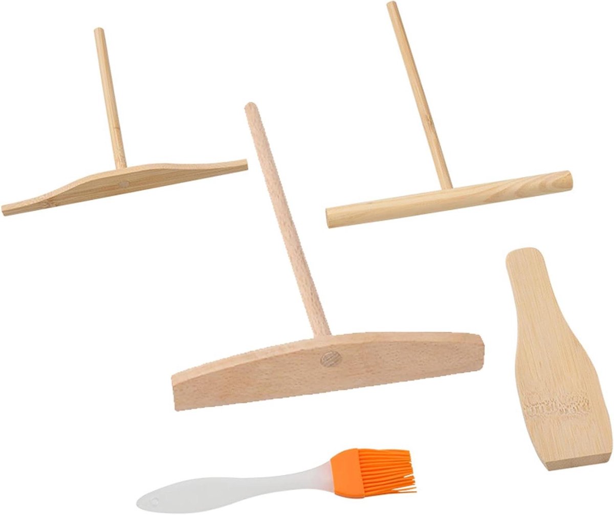 Pannenkoekenspatels set van 5 met houten spatels en dispenser