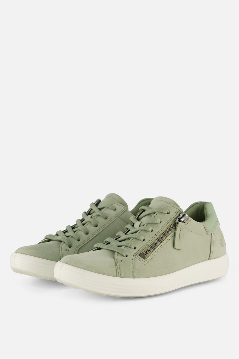 Ecco Soft 7 Side Zip Sneakers groen Nubuck