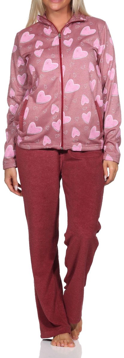 Normann Dames Lange Mouw Homewear in Heart Optics - Ook in Oversize beere