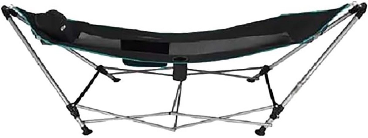 Opvouwbare Hangmat met Stalen Frame en Bekerhouder - Ligstoel voor Tuin en Camping