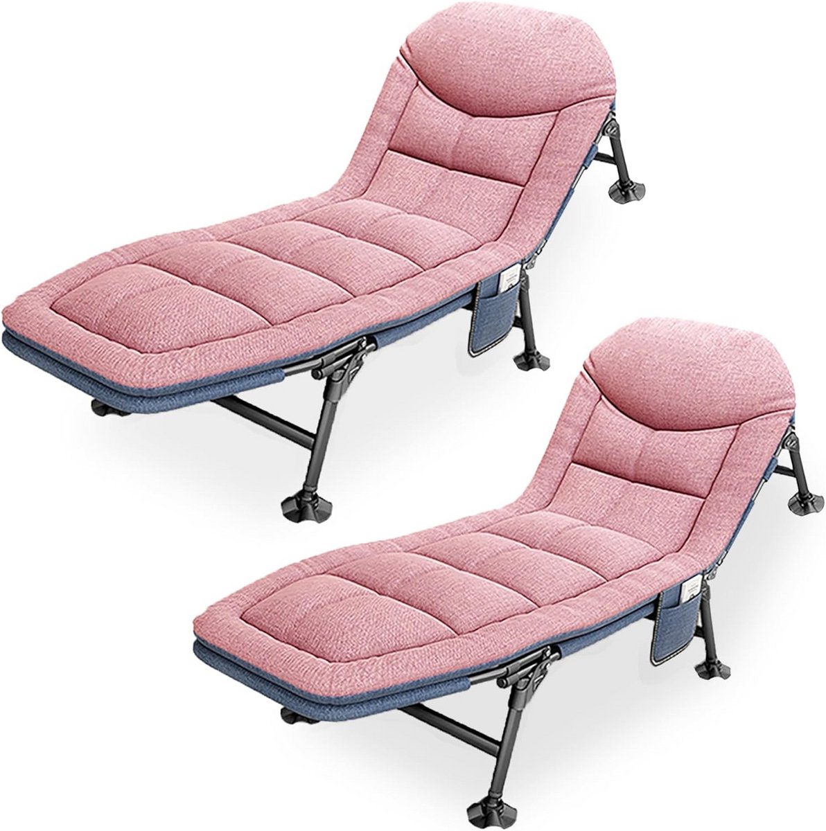 XXL Campingveldbed 1 Persoon - Inklapbaar en Verstelbaar Ligbed met Matras