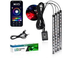 XEOD Sfeerverlichting LED strip's met USB aansluiting - 12V/5V - Interieur verlichting - Ambient light - Auto - Vrachtwagen - Bestelauto - Accessoires - 4 LED Strips - Afstandsbediening - APP - iOS - Android