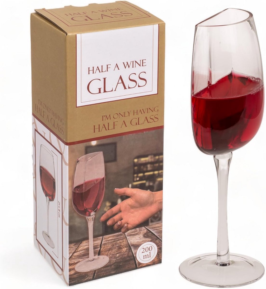 Origineel Half Wijnglas 200 ml, Uniek Design, Vaatwasserbestendig
