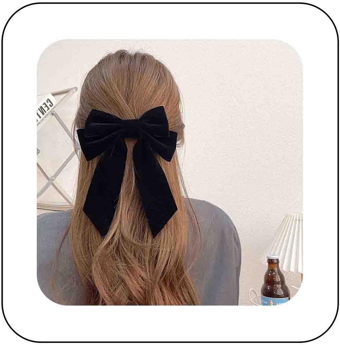Lange Zwarte Velours Strik Haarclip Vintage Haarspeld voor Dames en Meisjes