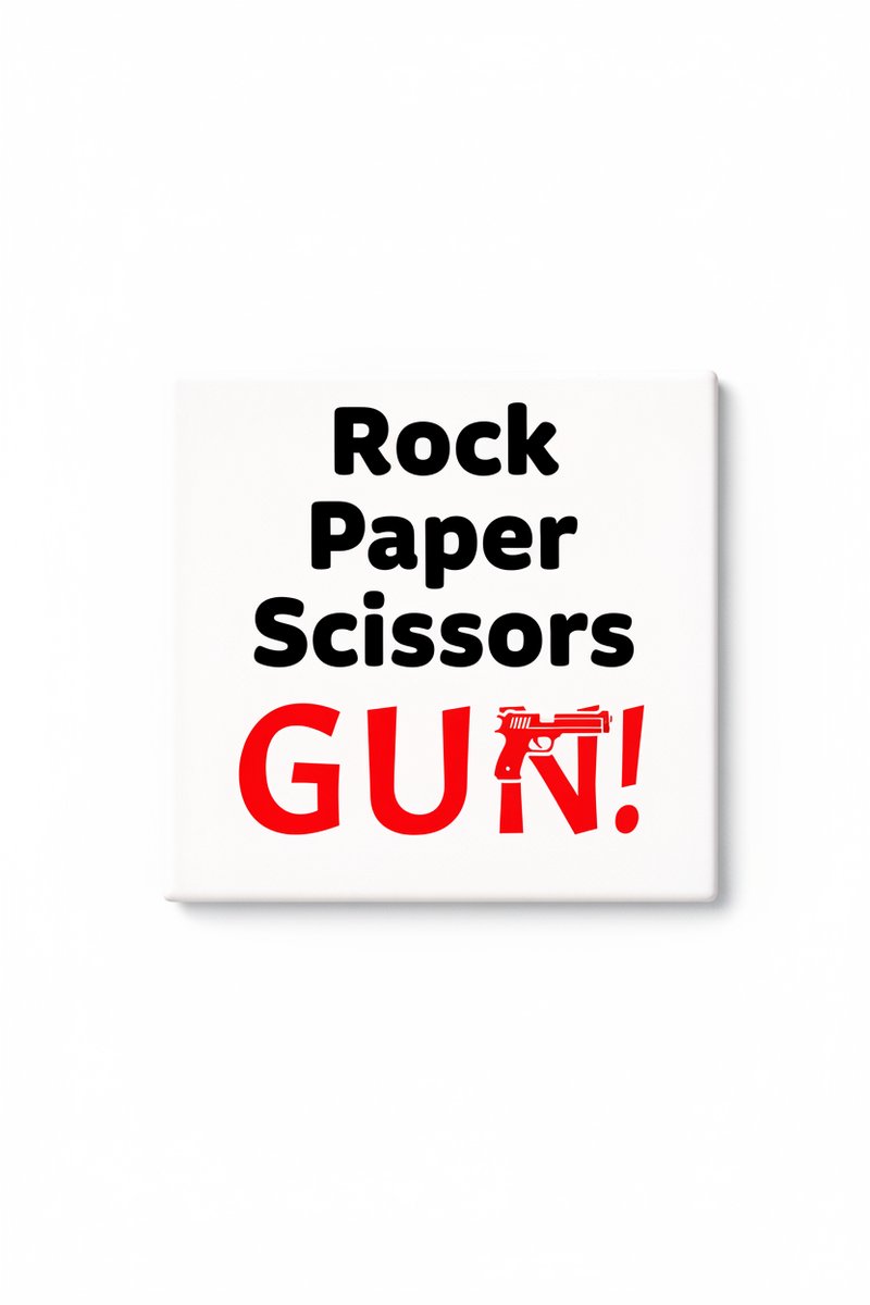 Bedruk King Grappige Steen Papier Schaar Pistool Keramische Tegel – Stoere Spel Humor Decoratieve Cadeau Tegel voor Mancave, Kantoor & Speelkamer Decoratie Wit