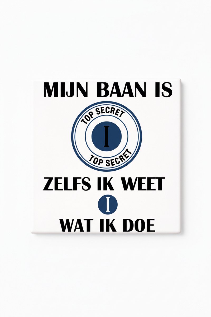 Bedruk King Grappige Top Secret Baan Keramische Tegel – “Mijn Baan Is Top Secret, Zelfs Ik Weet Niet Wat Ik Doe” Kantoor Humor Cadeau Tegel voor Collega’s Wit