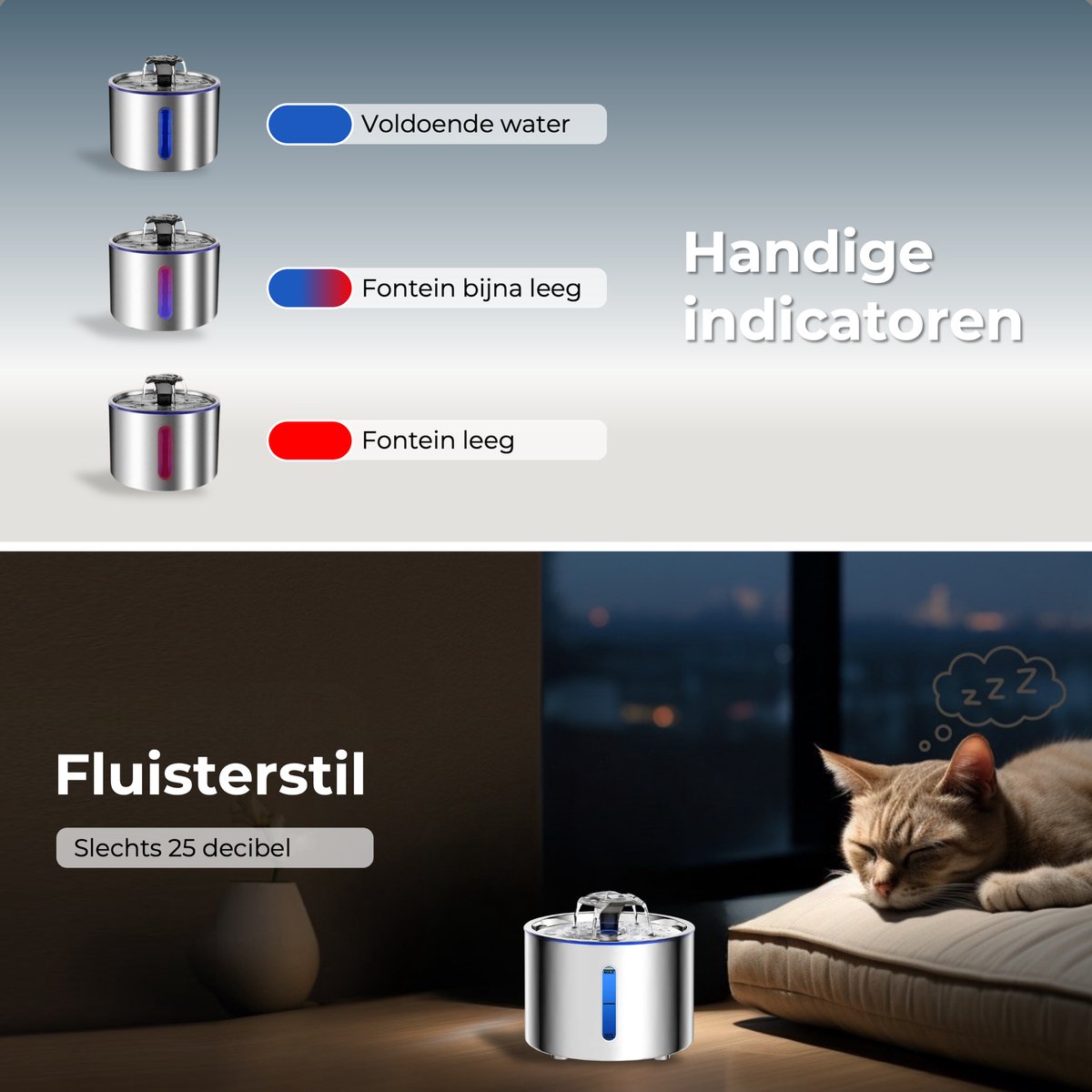 CatElite® - RVS Drinkfontein Kat | Mist - Waterdispenser incl. 3 filters - 2.5L Waterfontein Kat - Kattenfontein - Fluisterstil thumbnail 2