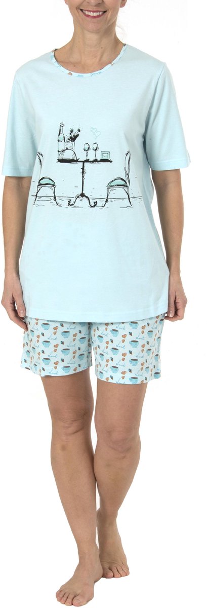 Casual dames Shorty pyjama's korte mouw met speels motief -191 205 90 206