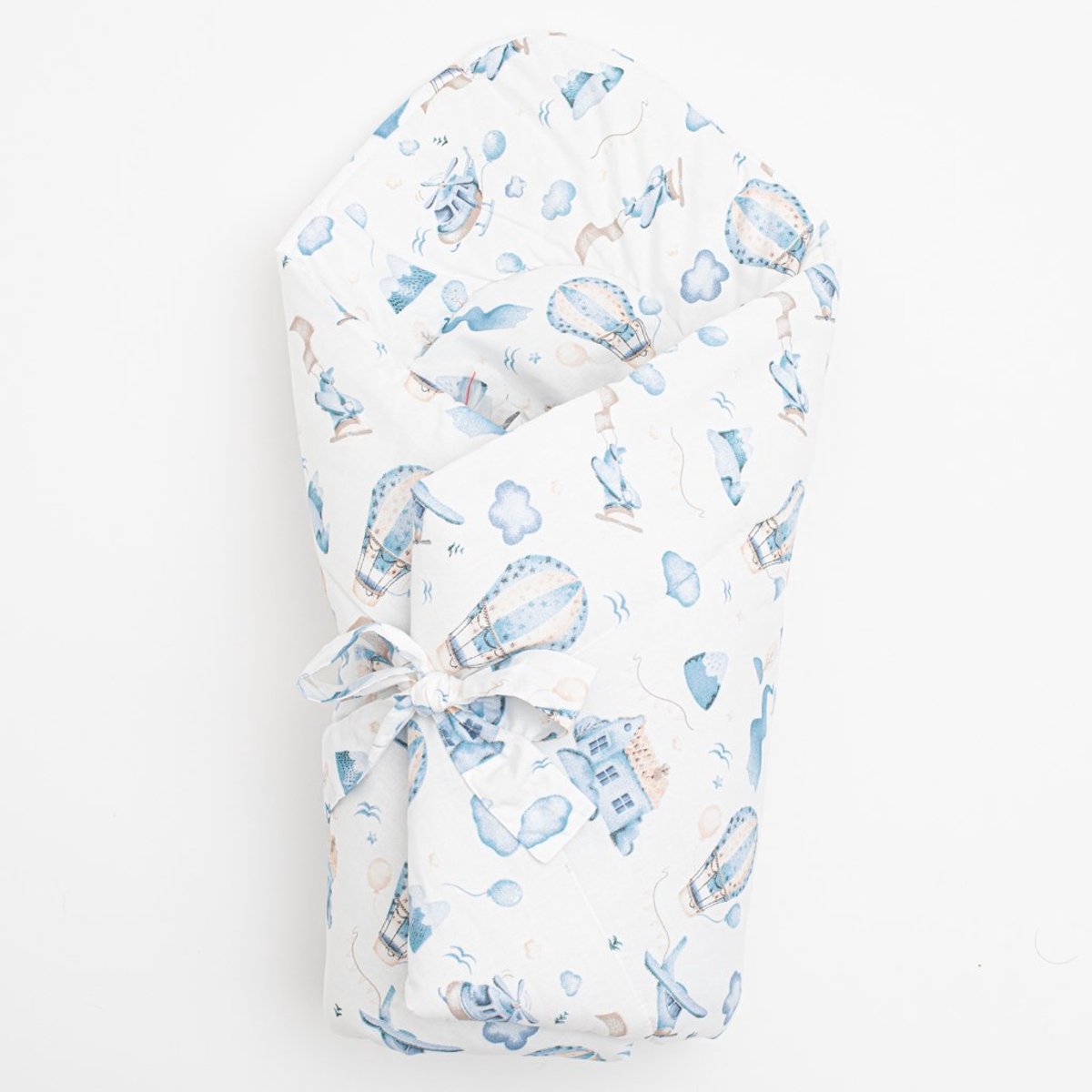 New Baby - Wikkeldeken - Wikkeldoek blauw 75x75 cm van katoen met klittenbandsluiting - wikkeldoekje - babydeken - babydoek - babyaccessoire - katoenen deken