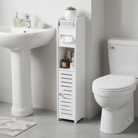 CHIWIN Armoire de Salle de Bain Armoire de Rangement Étroite 80x15x17 cm – Résistant à l'Humidité, Meuble Multifonctionnel Toilettes & Salle de Bain