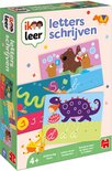 Doos van het spel 'Ik Leer Letters Schrijven' met afbeeldingen van beren, een slak, een dinosaurus en een giraf met letters.