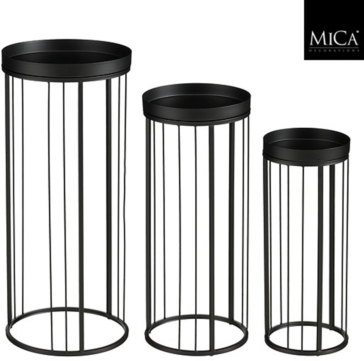 Mica Decorations Beth Bijzettafel - 3 stuks - Zwart