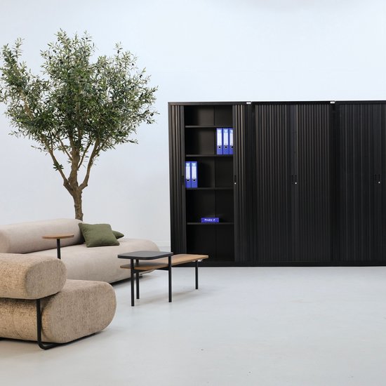 Armoire à portes roulantes - Classeur avec portes roulantes - Povag - 180x80x40 cm - Zwart - 4 étagères - 45 kg par étagère - Armoire de bureau - BRP.103.01