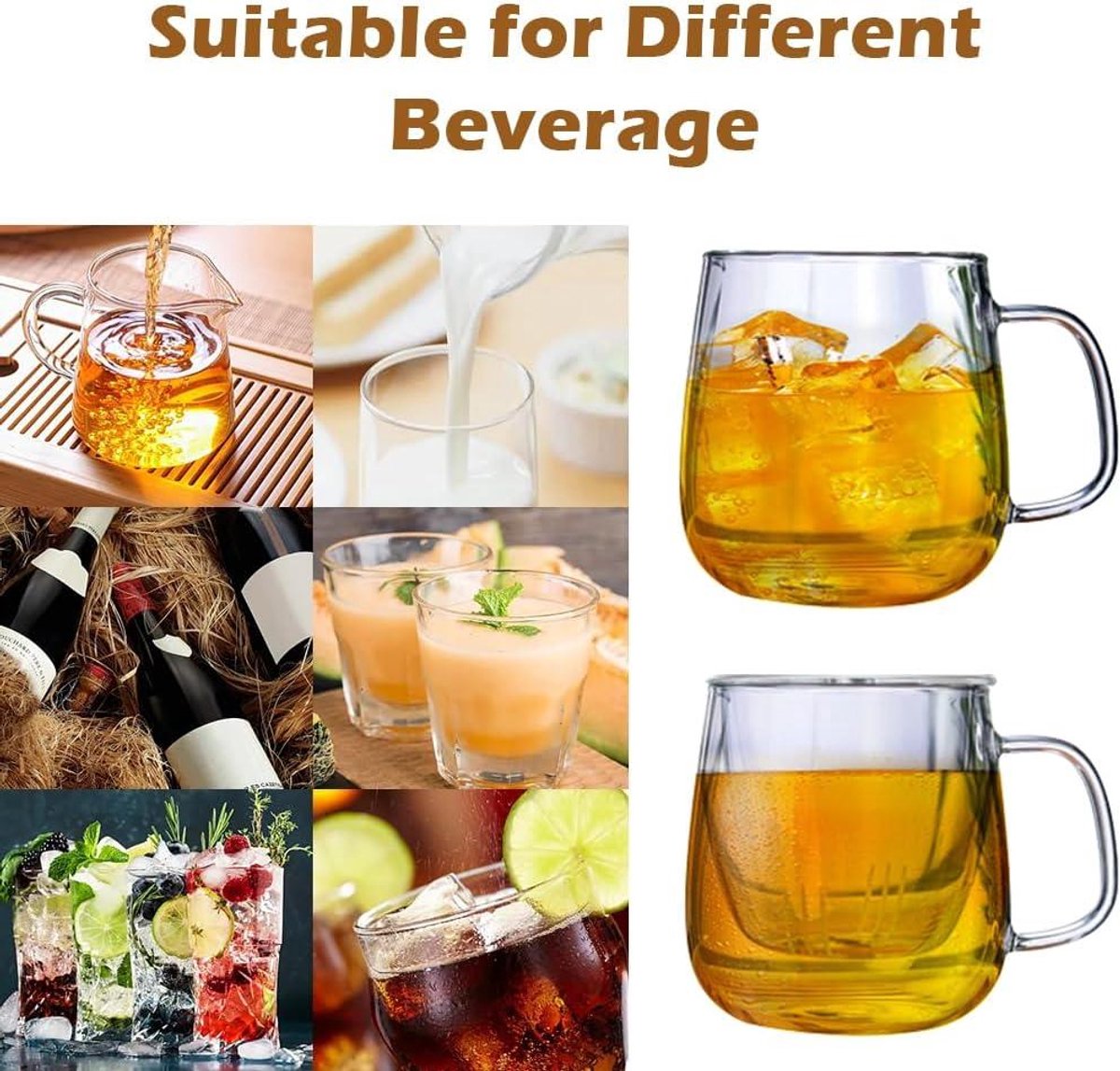 Dubbelwandige glazen theekop met roestvrijstalen zeef - 420ml - Theebeker van borosilicaatglas voor losse thee - Bloementhee - Theezakjes - Kerstgeschenk — cadeau in Kookcadeaus - foto 5