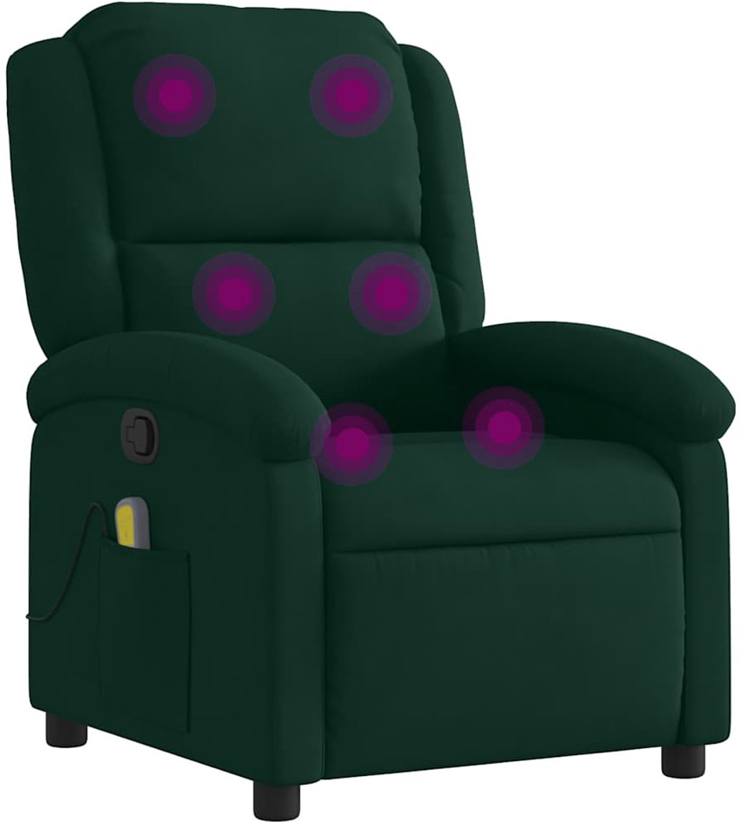 vidaXL Massagestoel - verstelbaar - fluweel - donkergroen