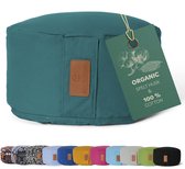 #DoYourYoga - Yoga kussen - »Vishnu« - rond meditatiekussen met bio-organische Spelt vulling - H:15cm, diam.30cm - donkergroen