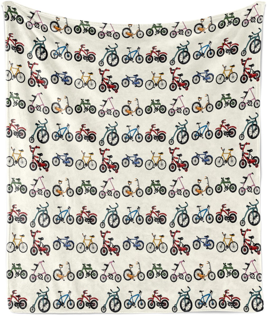 ABAKUHAUS Sport Zachte Flanellen Fleece Deken, Kleurrijk Fietspatroon, Gezellige Pluche Plaid, 125 x 175 cm, Meerkleurig