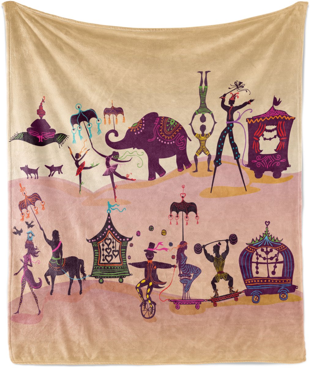 ABAKUHAUS Circus Zachte Flanellen Fleece Deken, Oosterse Fantasie Thema, Gezellige Pluche Plaid, 125 x 175 cm, Meerkleurig