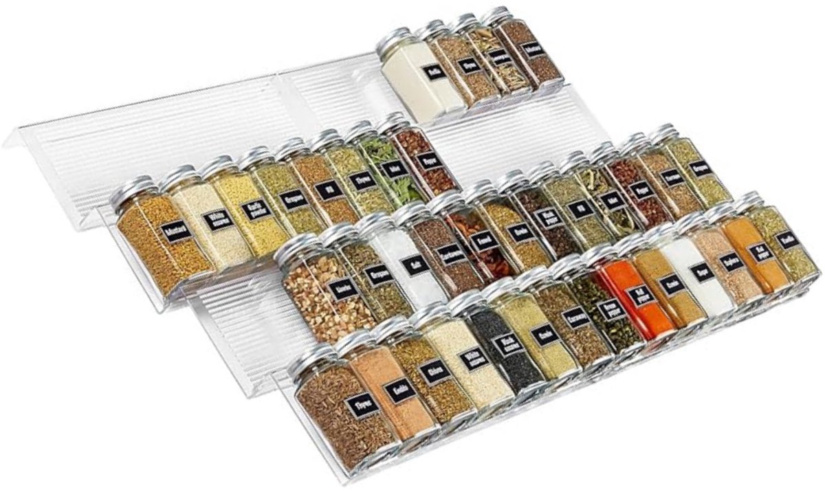 Verte Kruidenrek - Kruidenlade-Organizer - 33-66 CM - 8 Stuks - 4 Niveaus - Uitneembare Inzet - Transparant