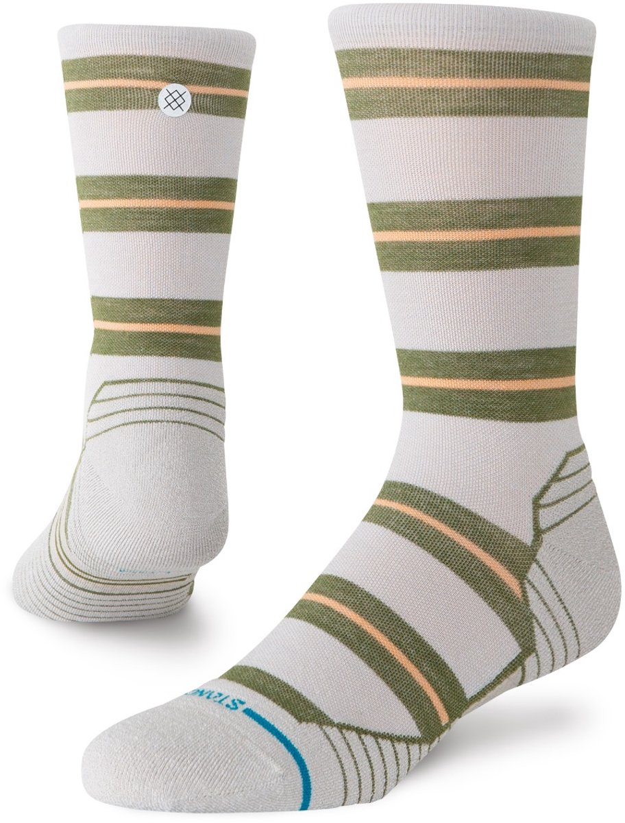 Stance heren freshtek infiknit run sokken striped it light wool crew grijs & groen