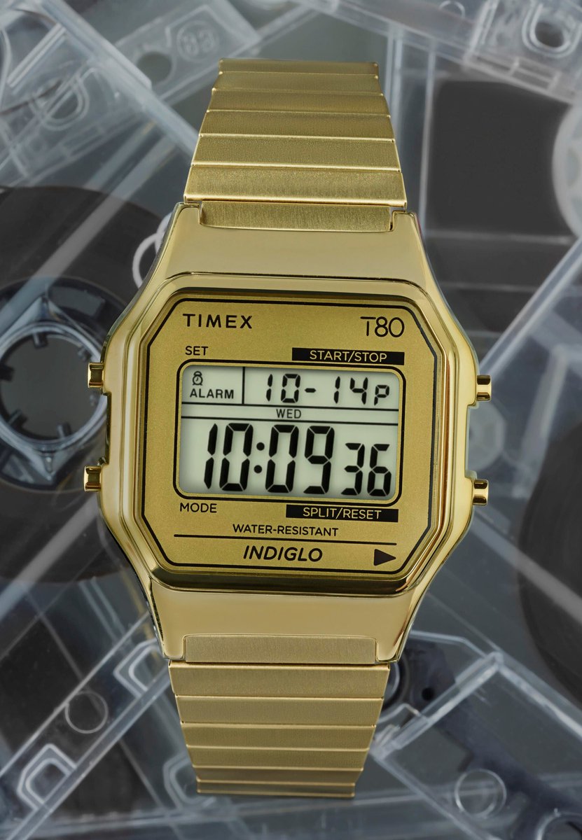 Timex Timex 80 Perfect Fit Quartz Digitaal Horloge Gouden Toon Kast: 100% Loodarm Messing | Armband: 100% Roestvrij Staal 38 mm TW2W68100AJ