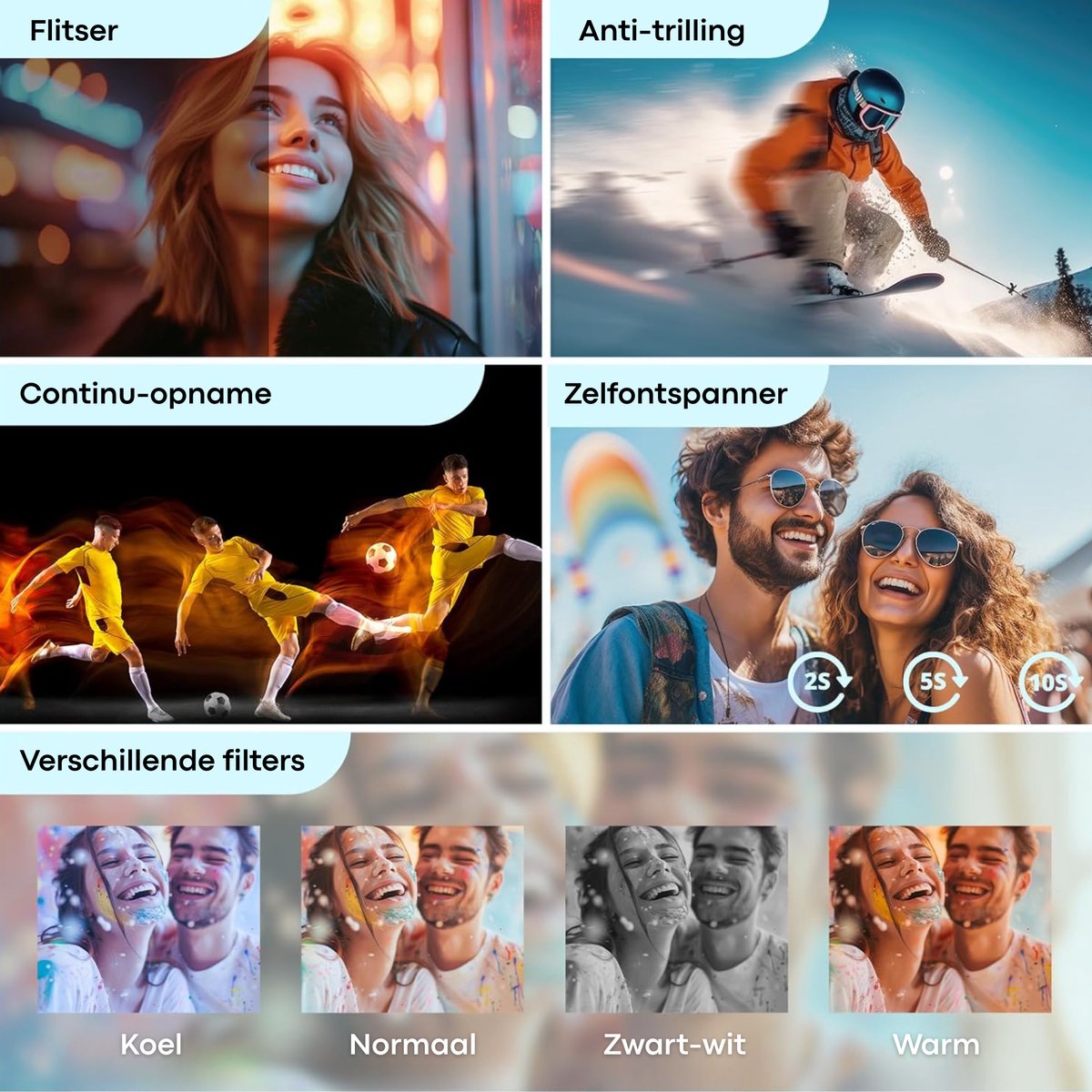 Vizual 48MP 4K Camera - draaibaar scherm, 2 batterijen en 32GB kaart thumbnail 8