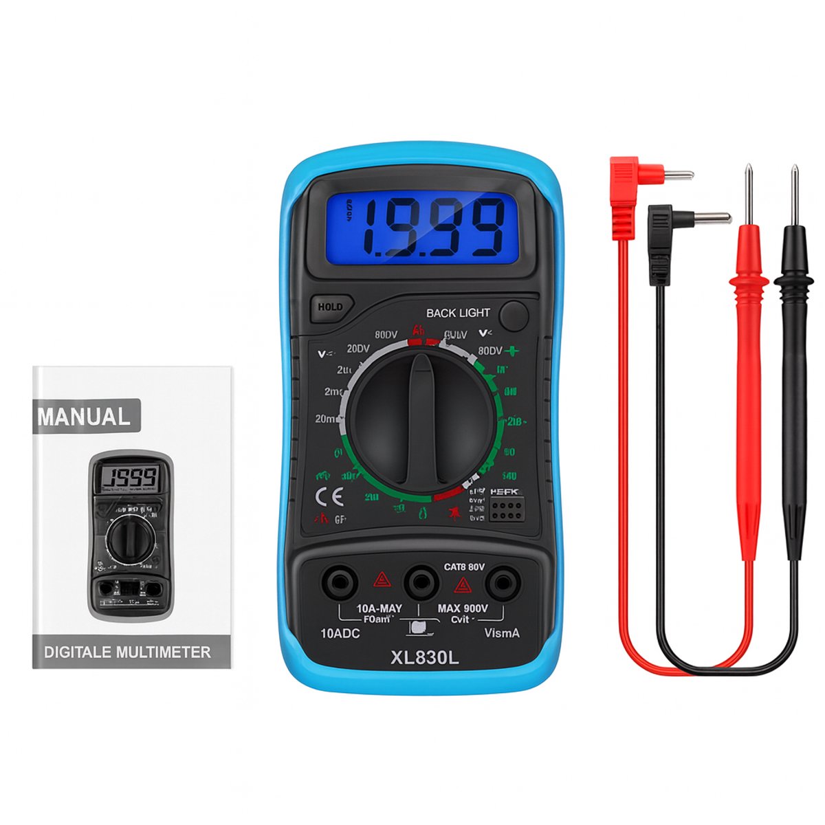 THAR Digitale Multimeter XL830L – AC/DC Voltmeter & Ohmmeter - Blauw
