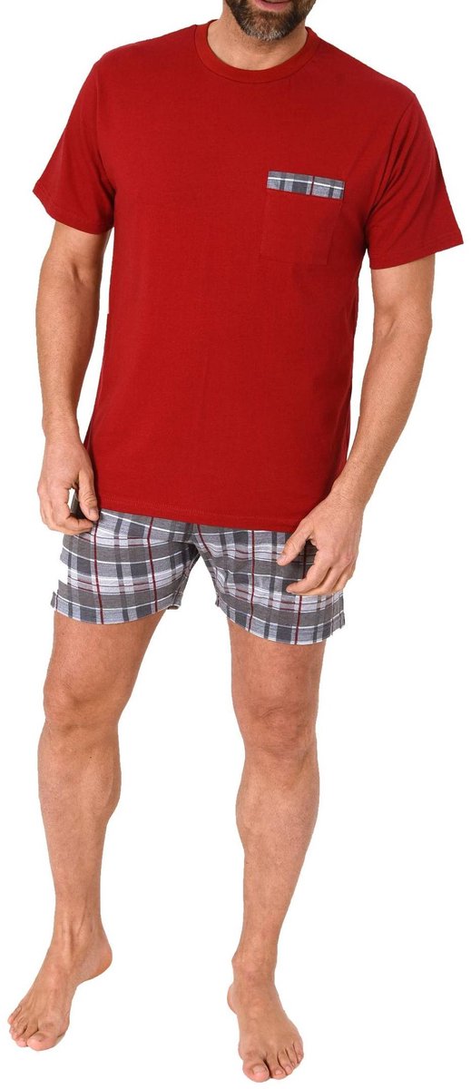 Normann herenpyjamashort met korte mouwen in geruite look - ook in grote maten