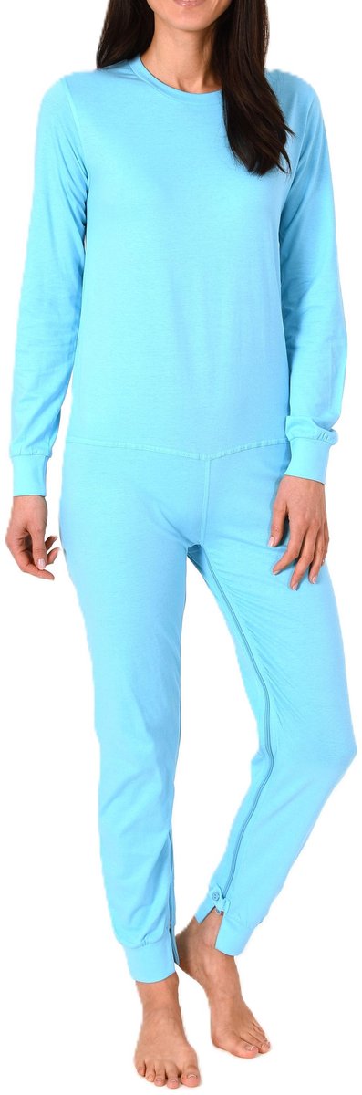 Normann Voedingsoverall voor dames met lange mouwen, pyjama uit één stuk met been ritssluiting türkis