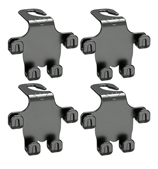 Auto Hoofdsteun Haken – Auto Organiser Haken voor Hoofdsteun – Telefoonhouder en Portemonnee Houder – Onzichtbare Haken voor Paraplu’s en Auto Accessoires - 4-Pack