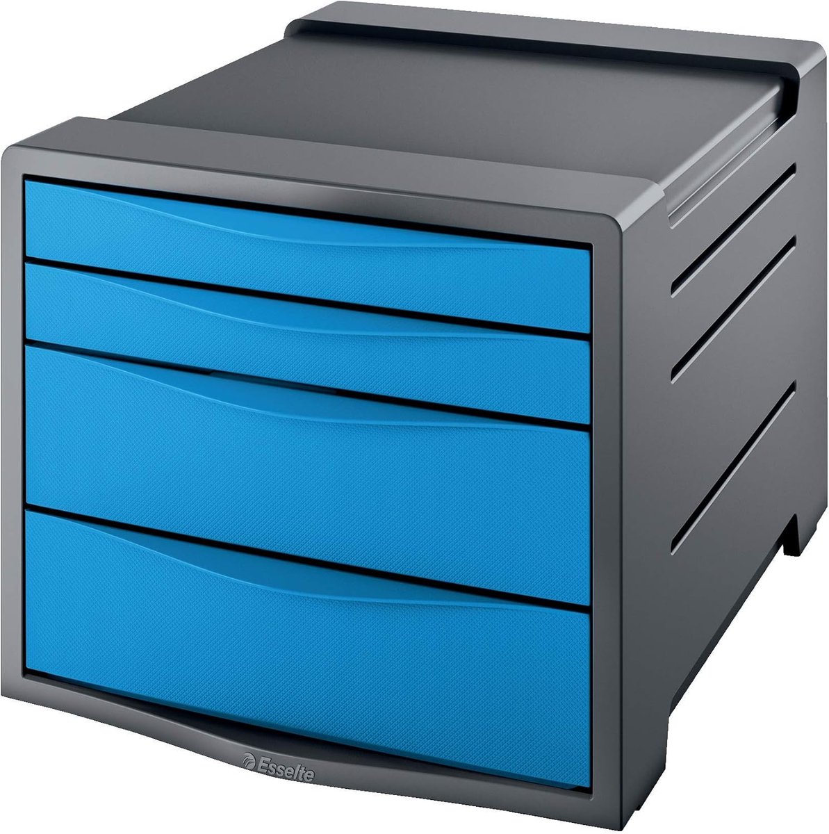 Ladenkast Bureau - Opbergkast - Documenten Sorteren - Vier Lades - 37cm Breed - Blauw