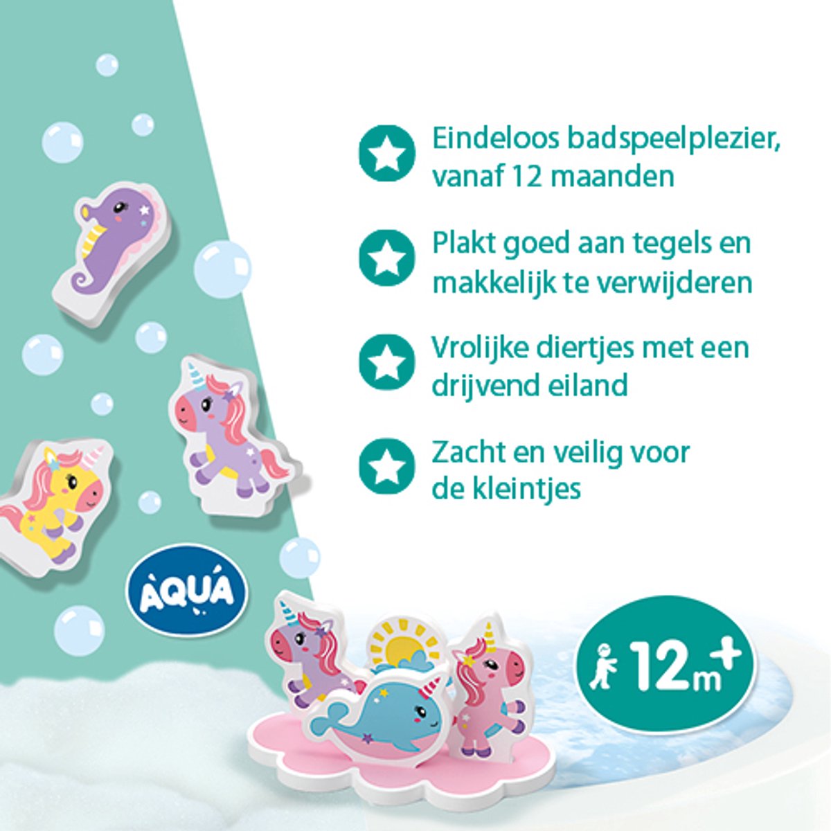 SES Creative Tiny Talents Bad Eiland - Unicorn met 8 Foamfiguren - Vanaf 1 Jaar - Badspeelgoed - Motorische Ontwikkeling - Schoencadeautjes Sinterklaas — cadeau in Spellen & Speelgoed - foto 2