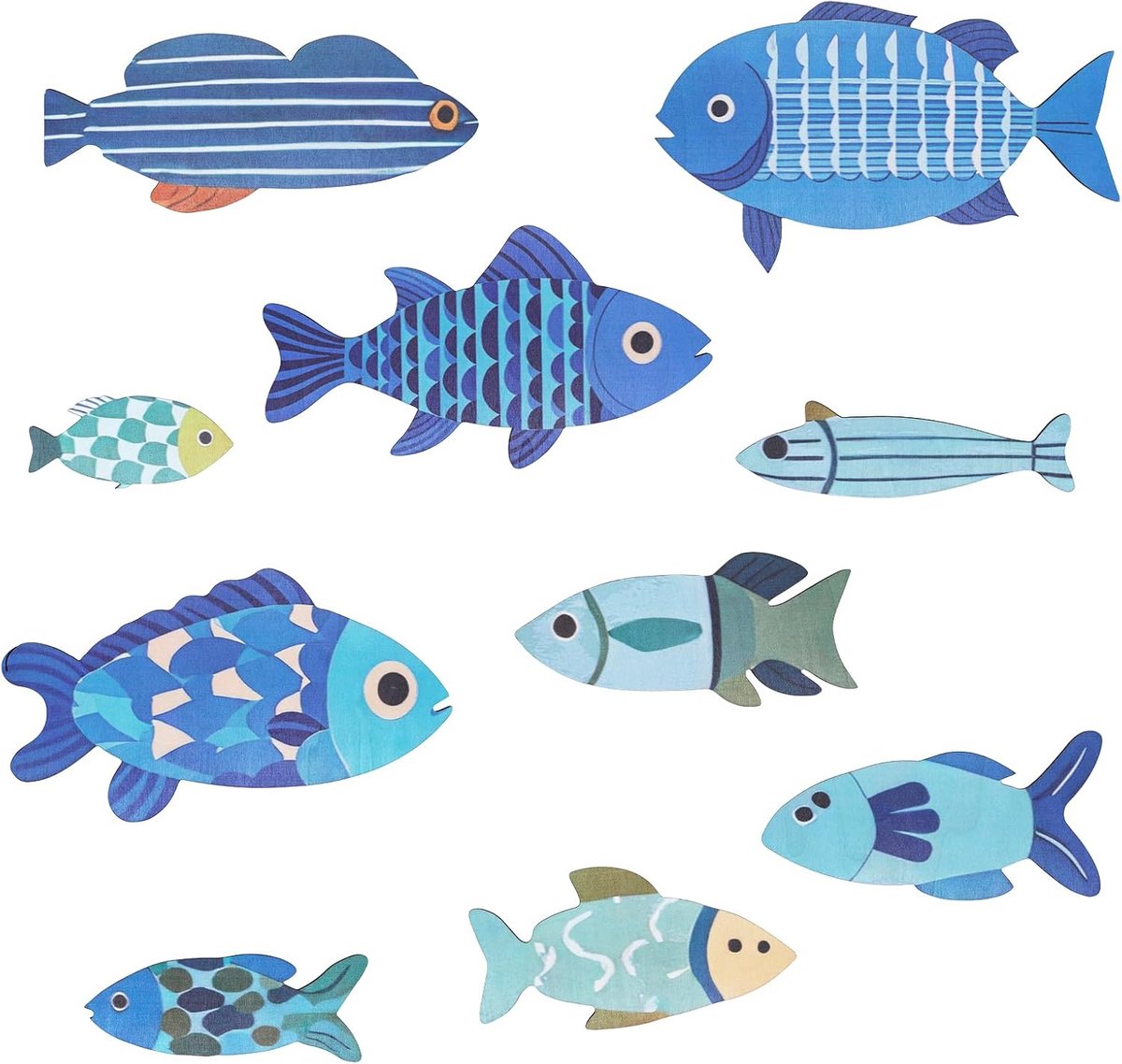10 stuks Houten Vis Wanddecoratie voor een Nautische Strandlook