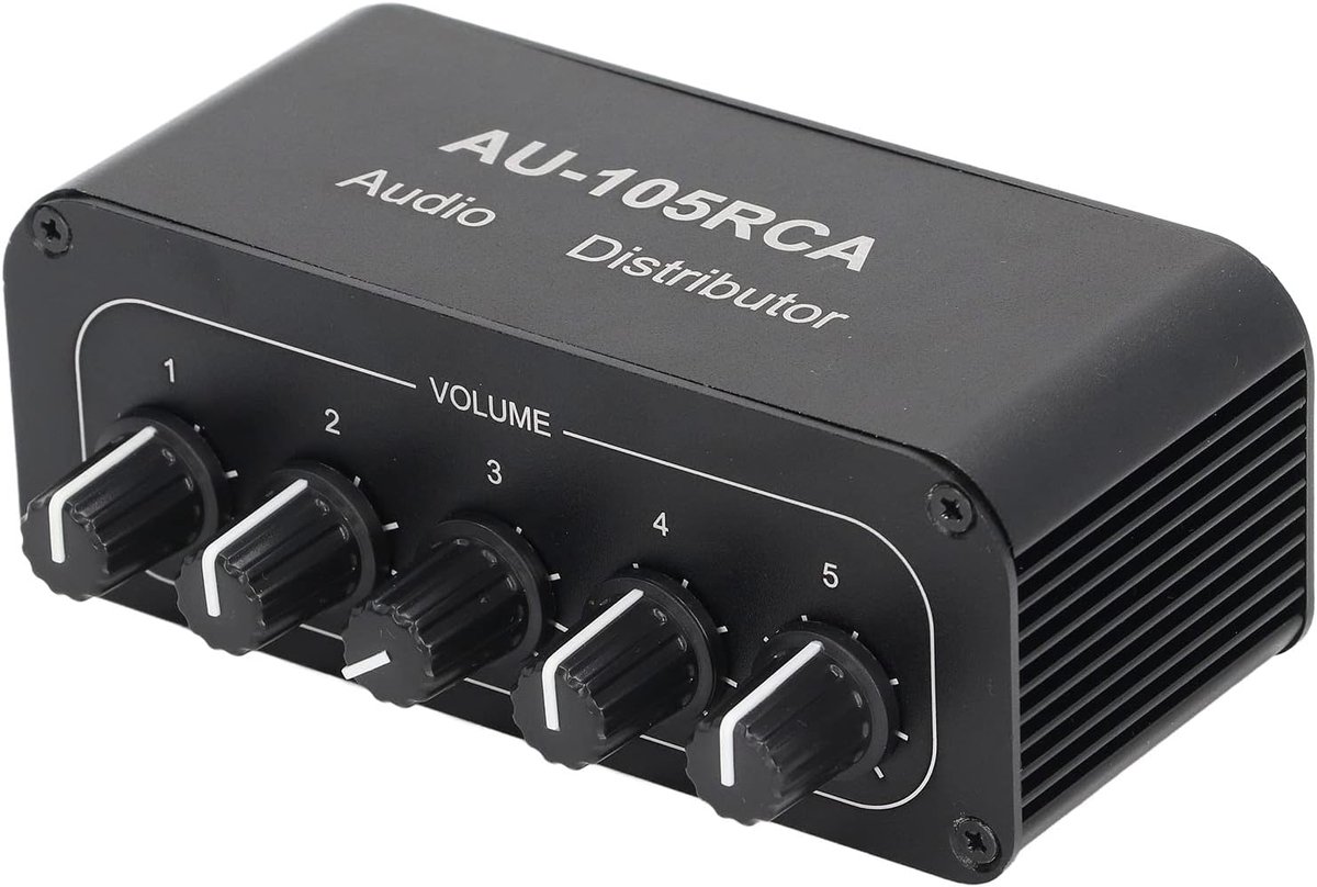 Bidirectionele Audiomixer Schakelaar 5-weg RCA & 3.5mm voor Hifi Stereo Apparaten