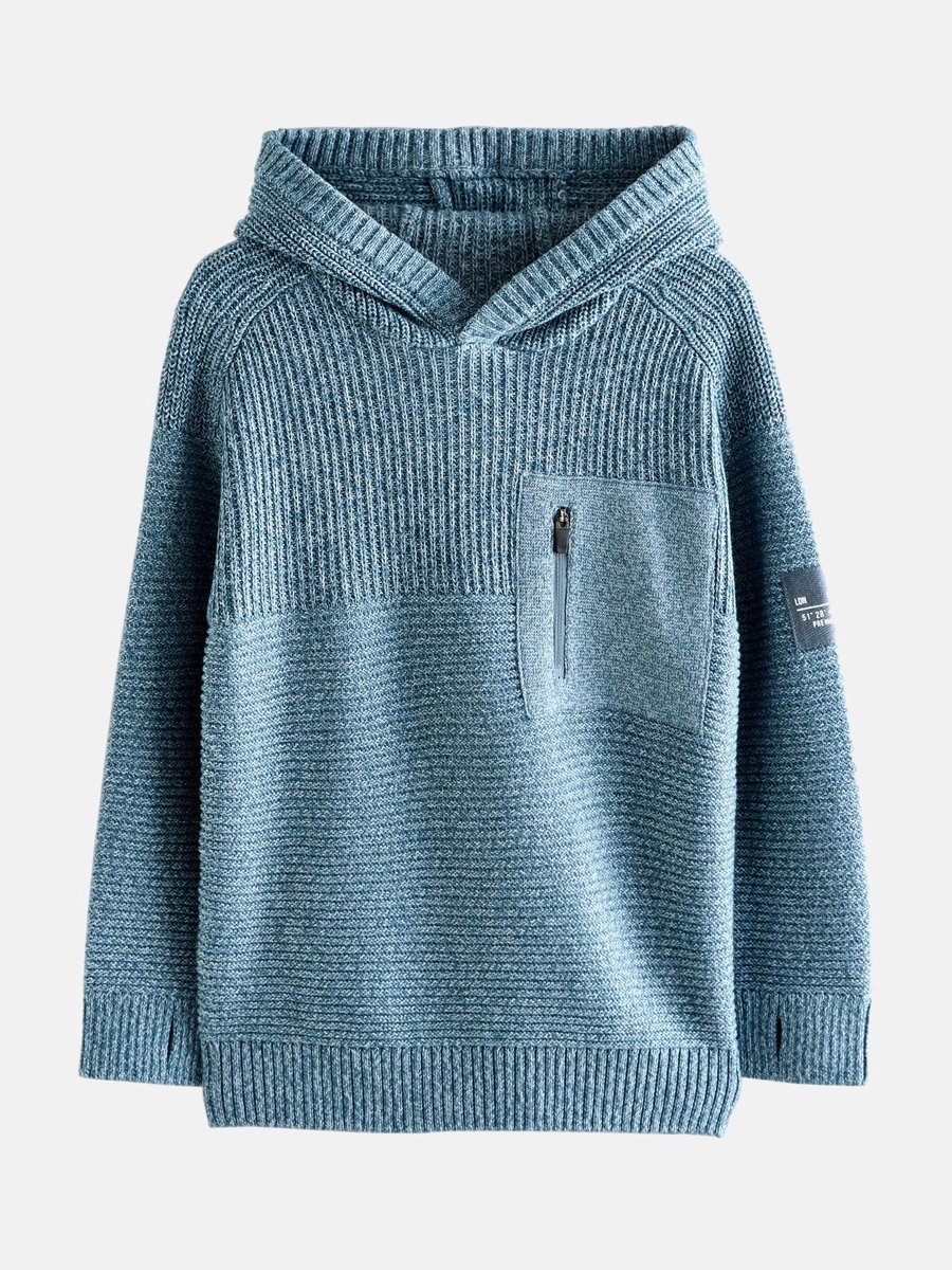 Next - Jongens - Gebreide utility-hoodie - Blauw